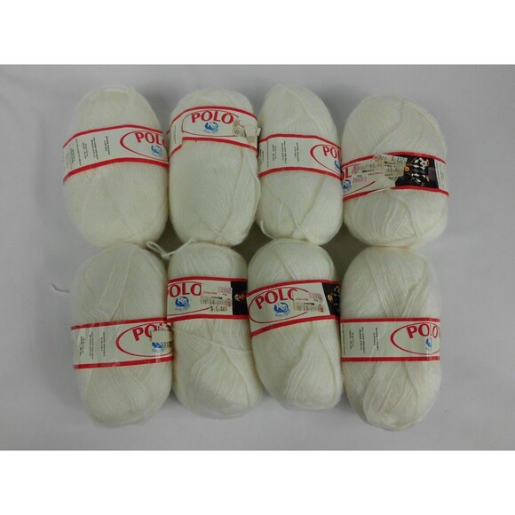 Vintage Lana Moro POLO Brushed Acrylic Yarn White #208 Lot of 8 Knitting Worsted - Picture 1 of 4